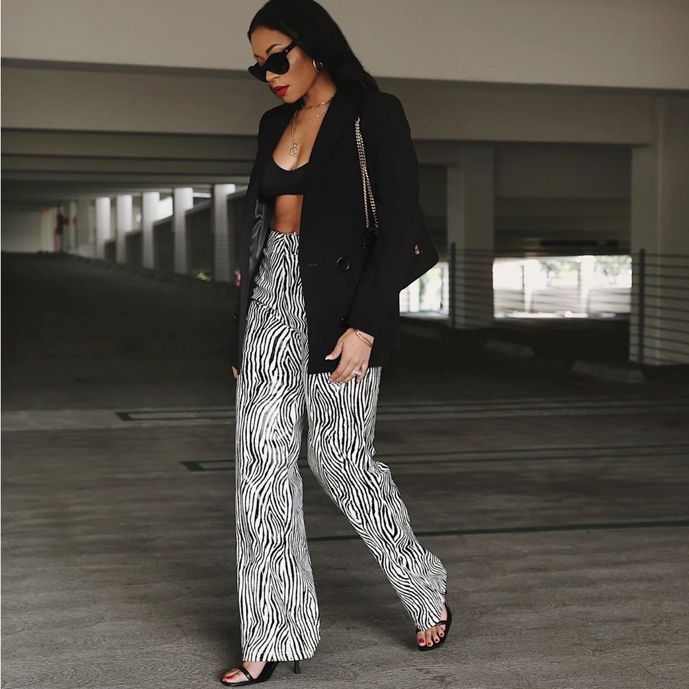 Zebra Faux Leather Pants